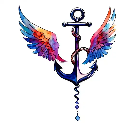 Anchor angel wings tattoo design idea