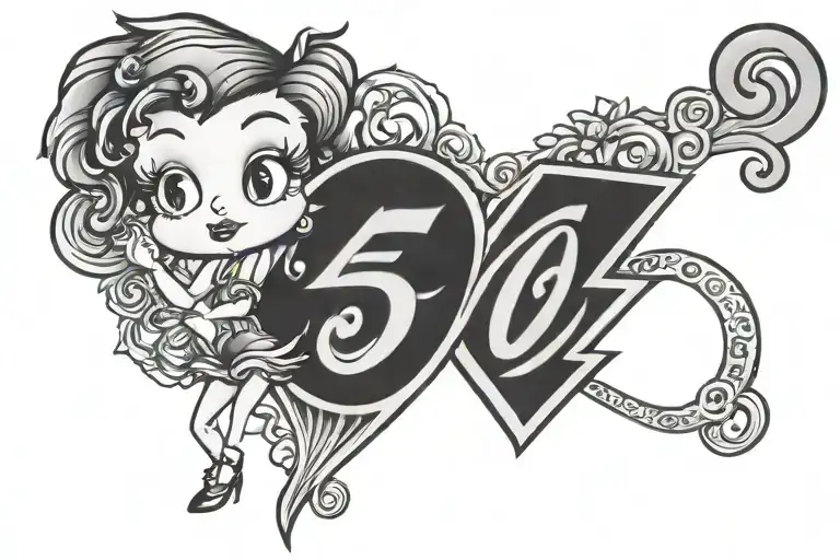 Number 50 with Betty boop  tattoo design idea