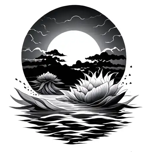 zen sun rising tattoo design idea