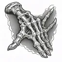 skeleton hand doing W  sign tattoo design idea