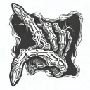 skeleton hand doing W  sign tattoo design idea