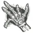 skeleton hand doing W  sign tattoo design idea