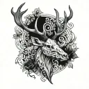 red stag skull tattoo design idea