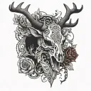 red stag skull tattoo design idea