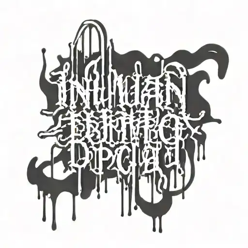 inhuman text with liquid dripping from it tattoo design idea
