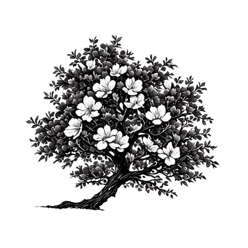 black blossom tree tattoo design idea