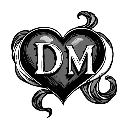 "DM" Locked heart tattoo design idea