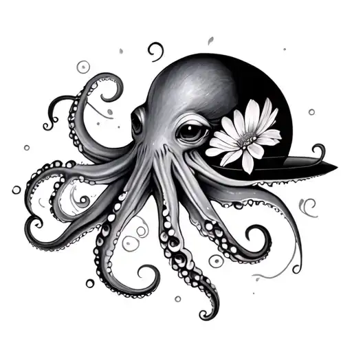 Coverup Space With octopus  flowers  tattoo design idea