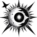 feminine sun, feminine Northstar, masculine moon, masculine comet tattoo design idea