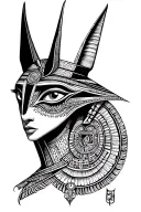 anubis with anh,with eyes of Thot ans eyes of Ra not inside of Anubis tattoo design idea