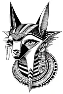 anubis with anh,with eyes of Thot ans eyes of Ra not inside of Anubis tattoo design idea