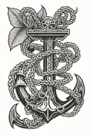 A blackwork anchor tattoo intertwined with a scorpion, symbolizing strength and protection inspired by your dad's Navy background and favorite animal tattoo design idea