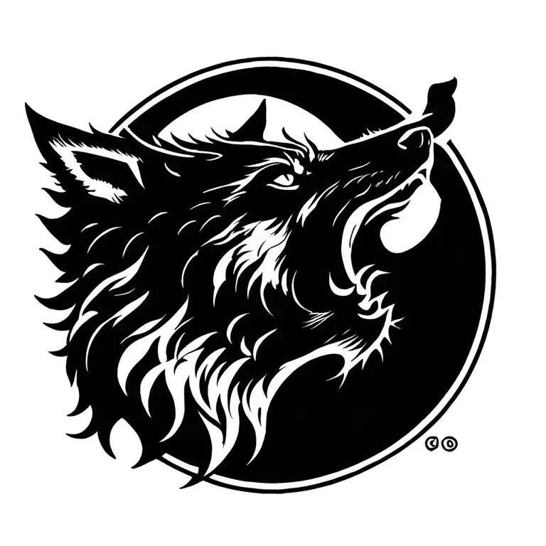 wolf howling tattoo design idea