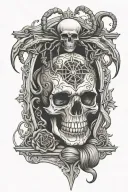 skull spider hourglass tattoo design idea