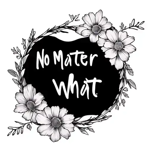 "No Matter What" Gentle bite mark with  wild flower wreath encircling Seeking a design tattoo design idea