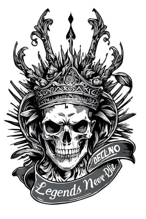 bracelona legends never die tattoo design idea