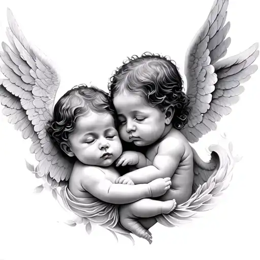 2 Baby Angels tattoo design idea