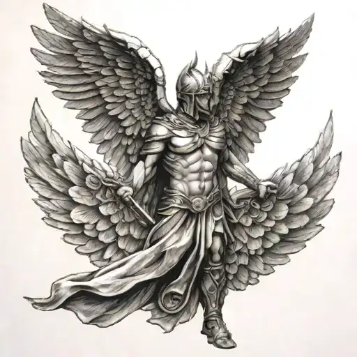 Spartan Angel Wings tattoo design idea