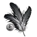 feather with penny  tattoo design idea