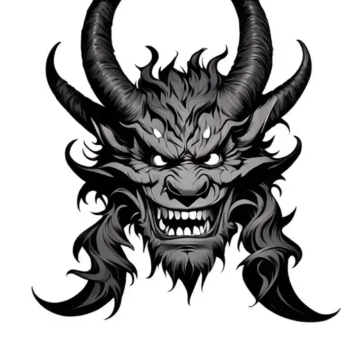 demon oni mask tattoo design idea