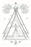 teepee, wild west, fire, rose tattoo design idea