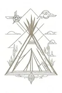 teepee, wild west, fire, rose tattoo design idea