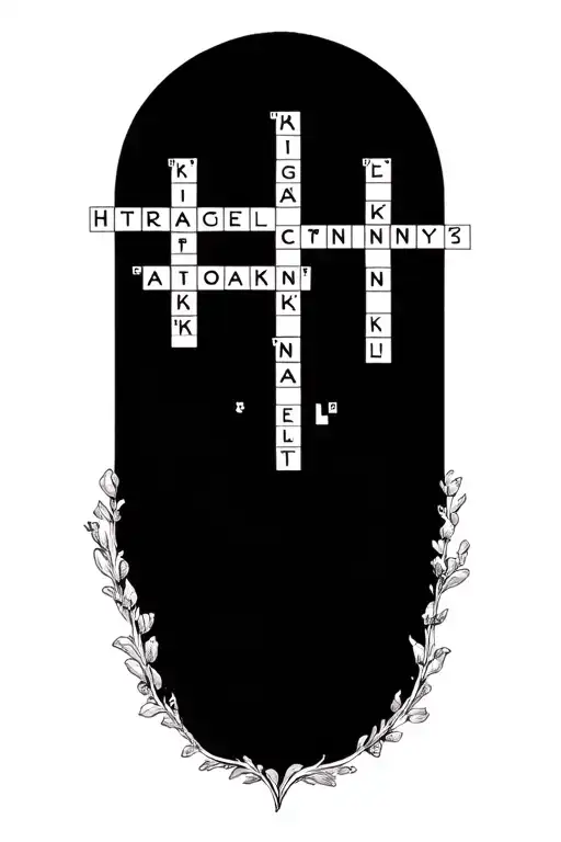 crossword puzzle with the following names incorporated Herbert, Gloria, Kenny, Ariel, Camila tattoo design idea