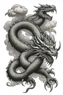 dragon, clouds tattoo design idea