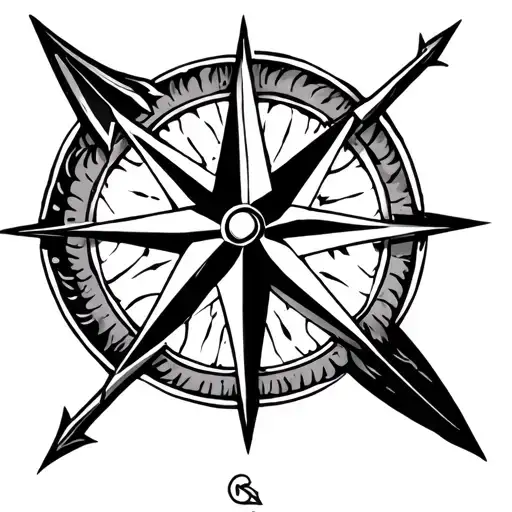 arrow viking compass tattoo design idea