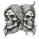 skull with anonymous mask holding tattoo design idea
