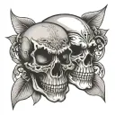 skull with anonymous mask holding tattoo design idea