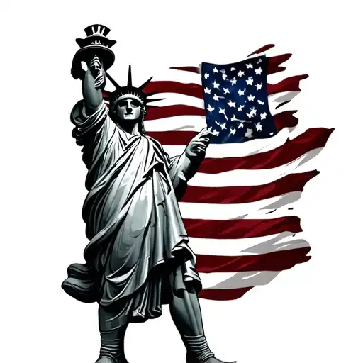 uncle sam carrying statue of liberty tattoo design idea