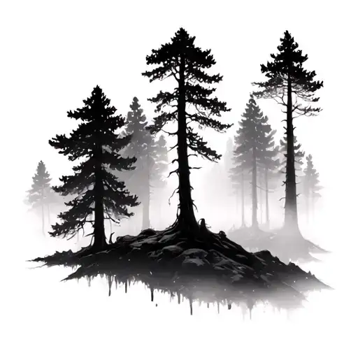 Foggy Forest tattoo design idea