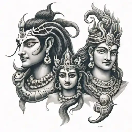 shiva Trishul and Krishna basari create a combine design tattoo tattoo design idea