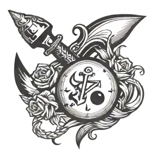 bowling ball bowling pin anchor tattoo design idea