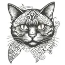 Black and ginger tortoise shell cat tattoo design idea