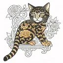 Black and ginger tortoise shell cat tattoo design idea