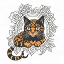 Black and ginger tortoise shell cat tattoo design idea