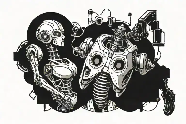 bras robot machines tattoo design idea