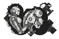 bras robot machines tattoo design idea