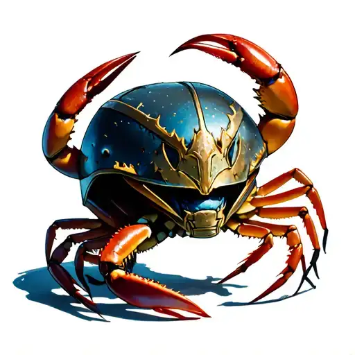Crab coming out of Loki's helmet from Marvel tattoo design idea