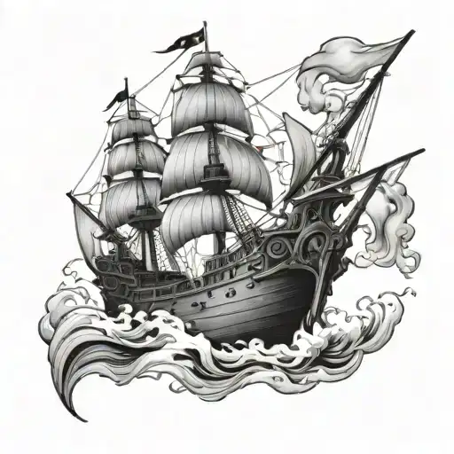 Black Pearl Ship tattoo design idea