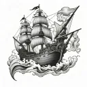 Black Pearl Ship tattoo design idea