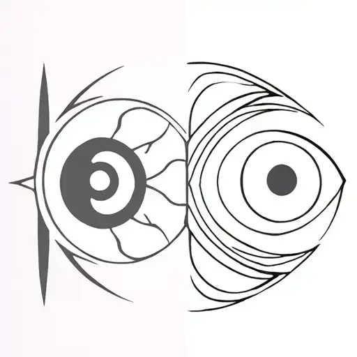 Eye of horus and eye of ra, ra god of sun and horus god of moon, ying yang style spherical and symmetrical shape tattoo design idea