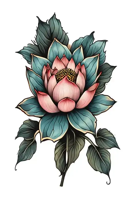 buddha lotus flower blooming tattoo design idea