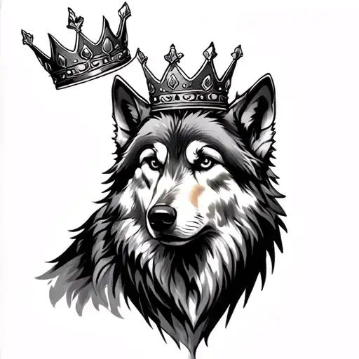 Wolf With A Crown tattoo design idea