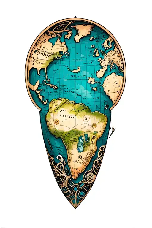 Old World Map tattoo design idea