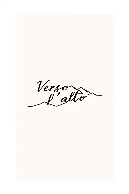 "Verso L'alto" simple mountain tattoo design idea