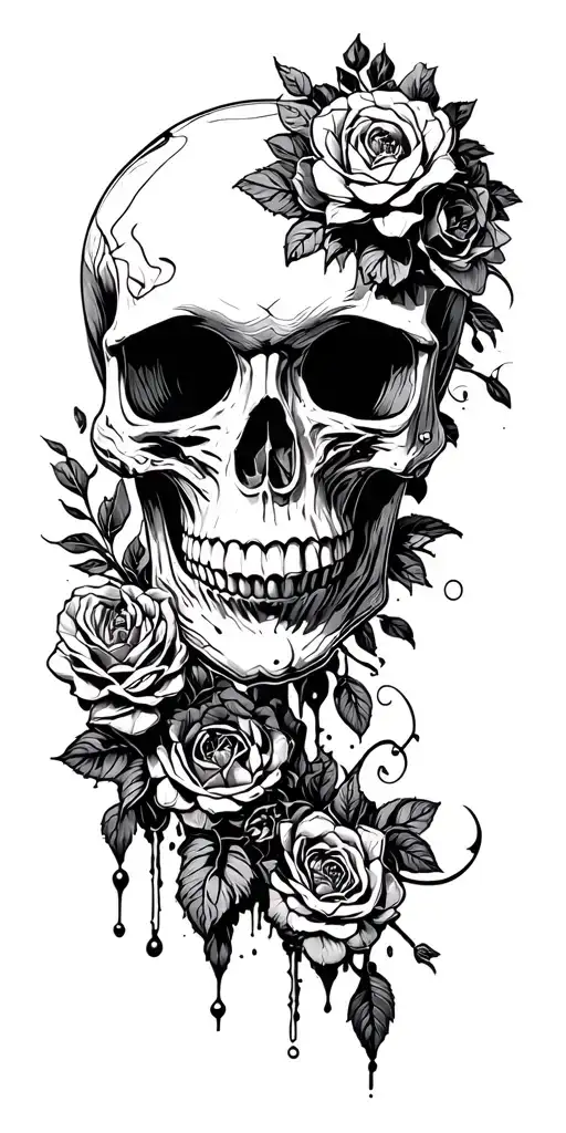 skull soft shading incorporating elements tattoo design idea