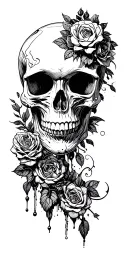 skull soft shading incorporating elements tattoo design idea